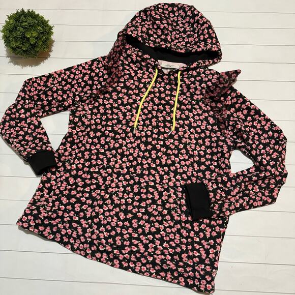 Sandy Liang X‎ Target Pink Black Floral Sweatshirt Hoodie Women’s Size Medium - Picture 1 of 3